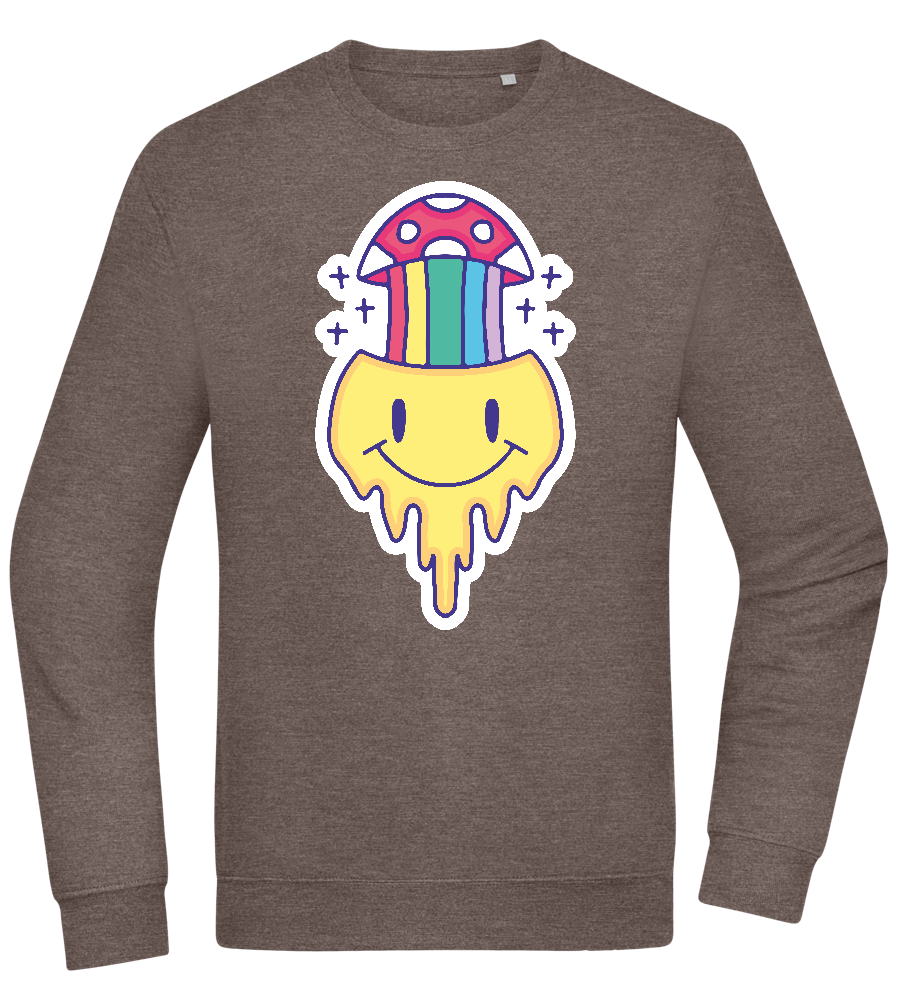 Rainbow Mushroom Smiley Design - Comfort Essential Unisex Sweater_CHARCOAL CHIN_front