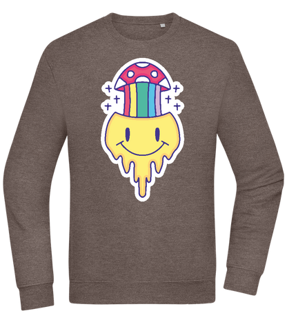 Rainbow Mushroom Smiley Design - Comfort Essential Unisex Sweater_CHARCOAL CHIN_front