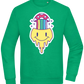 Rainbow Mushroom Smiley Design - Comfort Essential Unisex Sweater_MEADOW GREEN_front