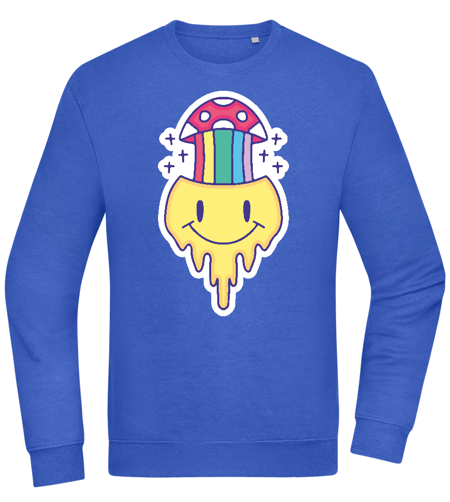 Rainbow Mushroom Smiley Design - Comfort Essential Unisex Sweater_ROYAL_front