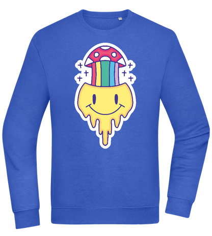 Rainbow Mushroom Smiley Design - Comfort Essential Unisex Sweater_ROYAL_front