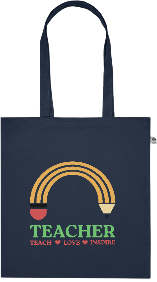 Teacher Pencil Design - Premium colored organic cotton tote bag_FRENCH NAVY_front