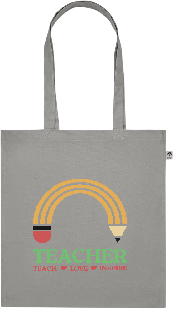 Teacher Pencil Design - Premium colored organic cotton tote bag_STONE GREY_front