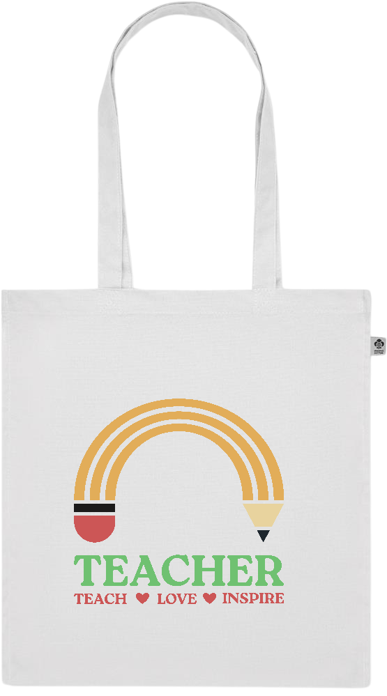 Teacher Pencil Design - Premium colored organic cotton tote bag_WHITE_front