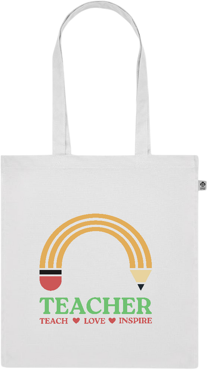 Teacher Pencil Design - Premium colored organic cotton tote bag_WHITE_front