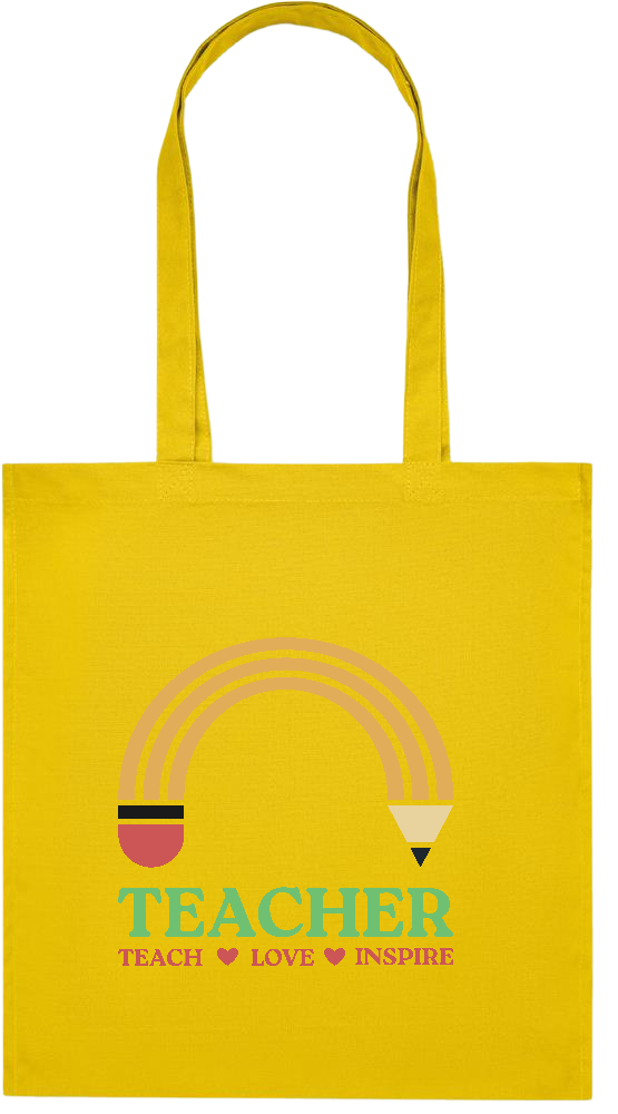 Teacher Pencil Design - Premium colored organic cotton tote bag_YELLOW_front