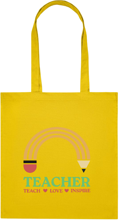 Teacher Pencil Design - Premium colored organic cotton tote bag_YELLOW_front