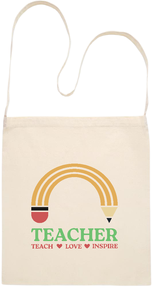 Teacher Pencil Design - Essential cross shoulder cotton tote bag_BEIGE_front