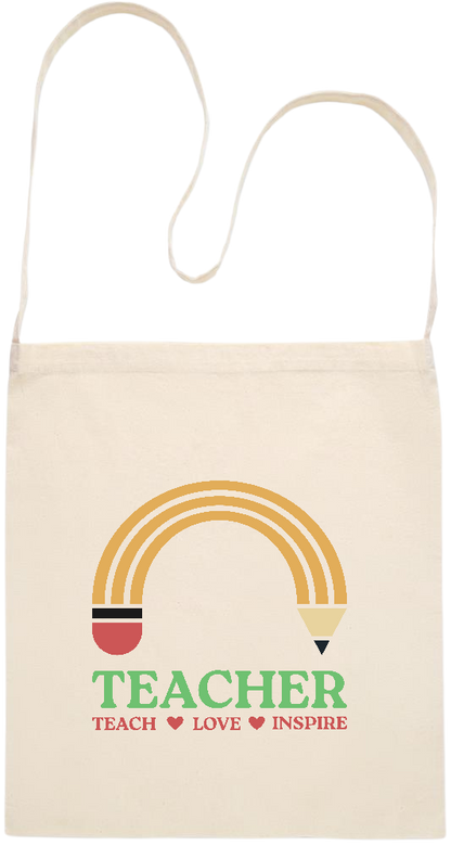 Teacher Pencil Design - Essential cross shoulder cotton tote bag_BEIGE_front