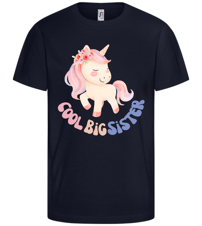 Cool Big Sister Pastel Unicorn Design - Basic kids t-shirt_FRENCH NAVY_front