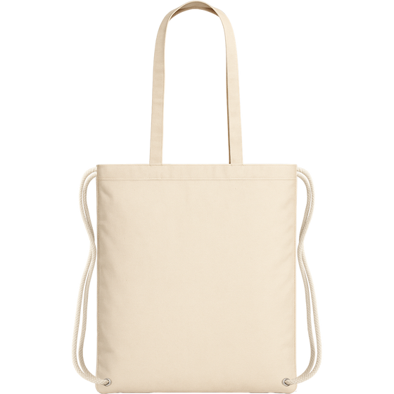 Canvas Shopping Bag with Drawstring (Beige)_BEIGE_front