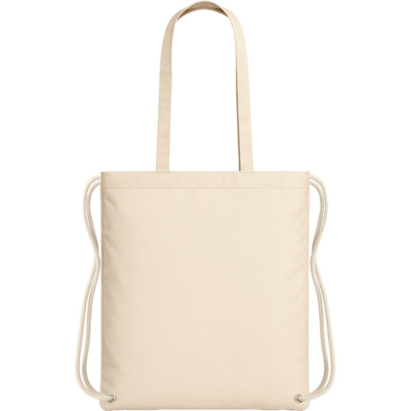 Canvas Shopping Bag with Drawstring (Beige)_BEIGE_front