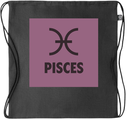 Zodiac Pisces Design - Premium hemp drawstring bag_BLACK_front