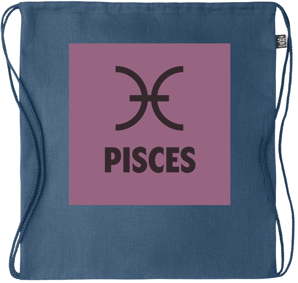 Zodiac Pisces Design - Premium hemp drawstring bag_BLUE_front