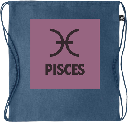 Zodiac Pisces Design - Premium hemp drawstring bag_BLUE_front