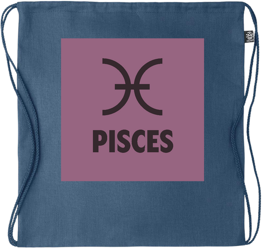 Zodiac Pisces Design - Premium hemp drawstring bag_BLUE_front