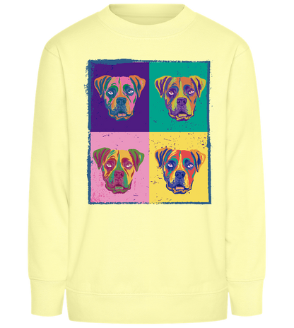 Pop Art Dog Design - Comfort Kids Sweater_AMARELO CLARO_front