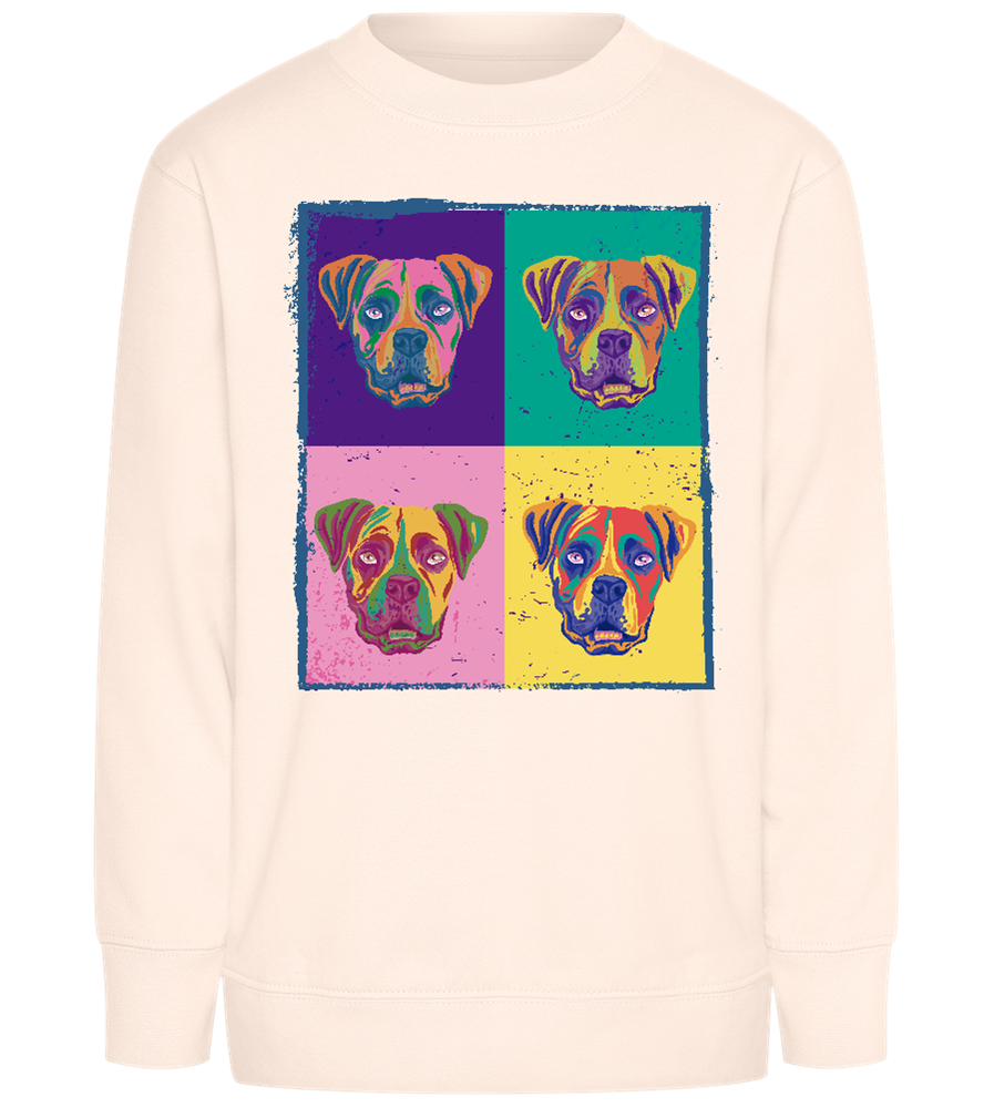 Pop Art Dog Design - Comfort Kids Sweater_LIGHT PEACH ROSE_front