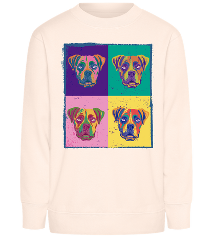 Pop Art Dog Design - Comfort Kids Sweater_LIGHT PEACH ROSE_front