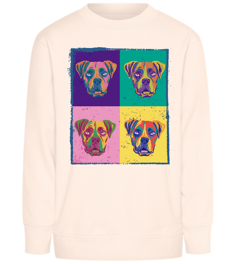 Pop Art Dog Design - Comfort Kids Sweater_LIGHT PEACH ROSE_front