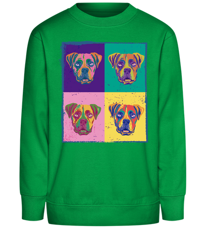 Pop Art Dog Design - Comfort Kids Sweater_MEADOW GREEN_front