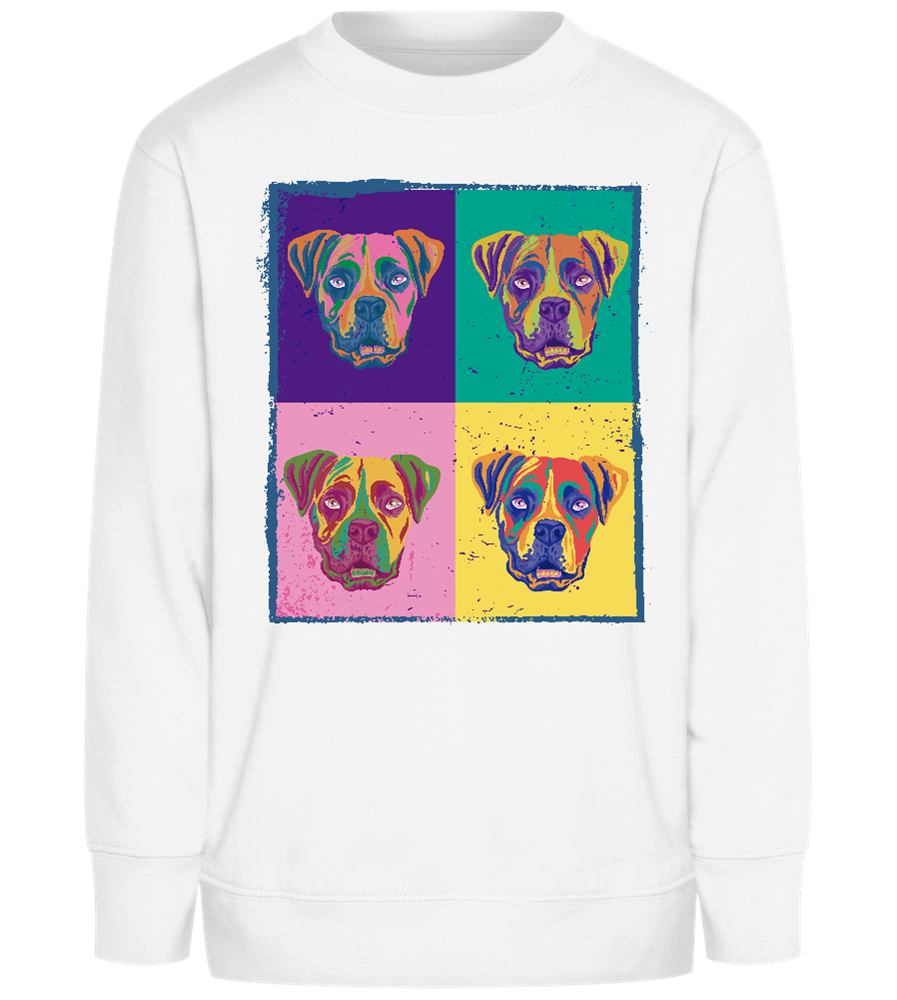 Pop Art Dog Design - Comfort Kids Sweater_WHITE_front