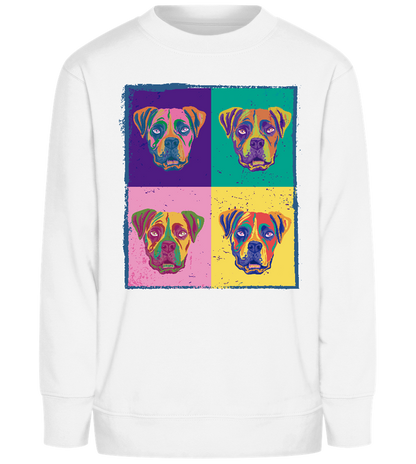 Pop Art Dog Design - Comfort Kids Sweater_WHITE_front