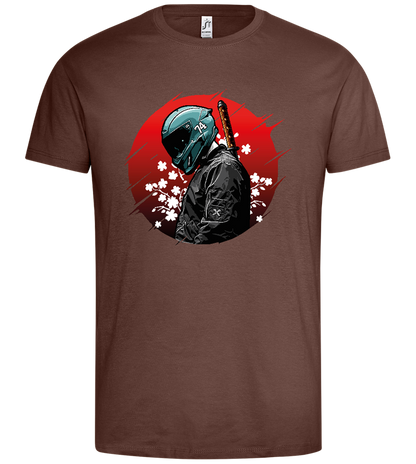 Red Samurai Design - Premium men's t-shirt_CHOCOLATE_front