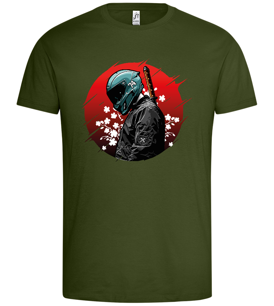 Red Samurai Design - Premium men's t-shirt_DARK KHAKI_front