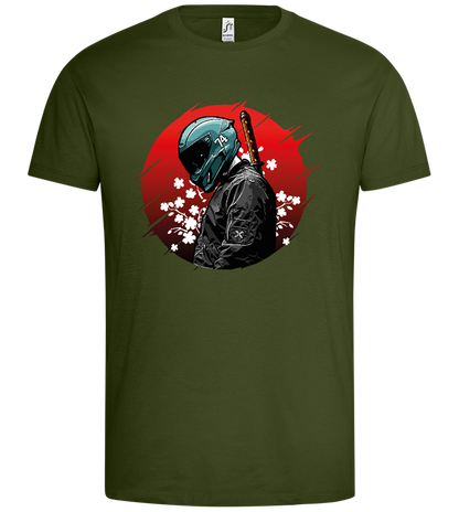 Red Samurai Design - Premium men's t-shirt_DARK KHAKI_front