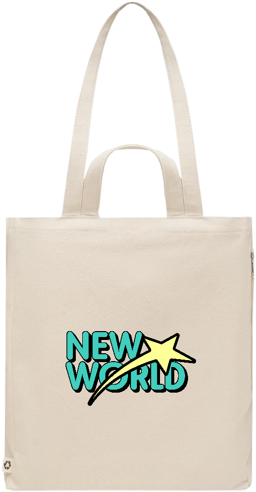 New World Design - Premium recycled polycotton beach bag_BEIGE_front