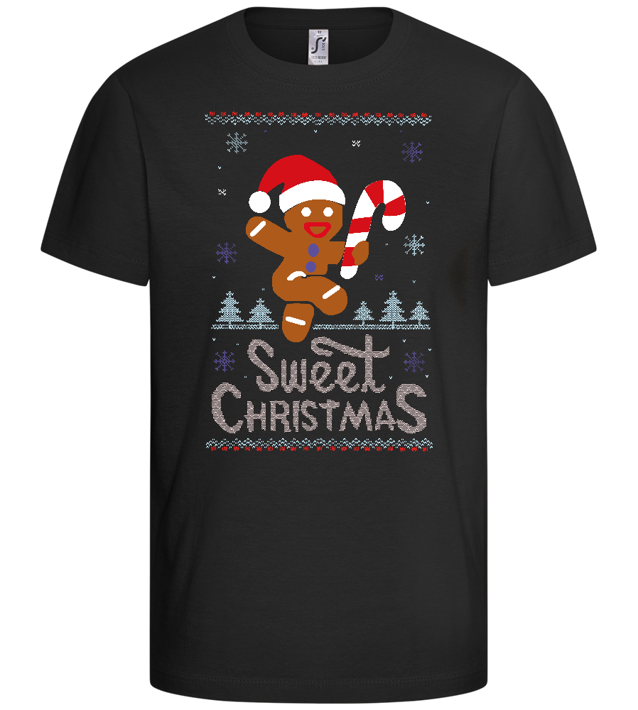 Gingerbread Man Design - Basic kids t-shirt_DEEP BLACK_front