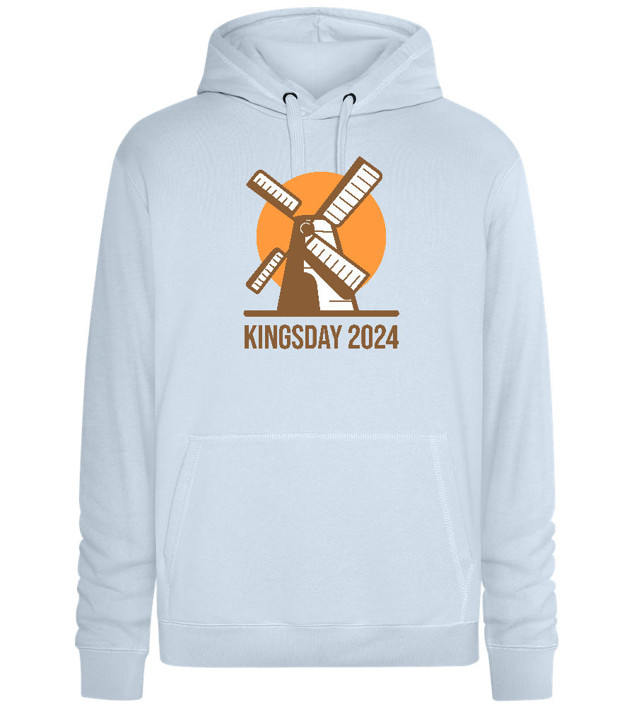 Koningsdag Windmolen Design - Premium unisex hoodie_CREAMY BLUE_front