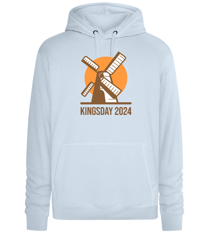 Koningsdag Windmolen Design - Premium unisex hoodie_CREAMY BLUE_front