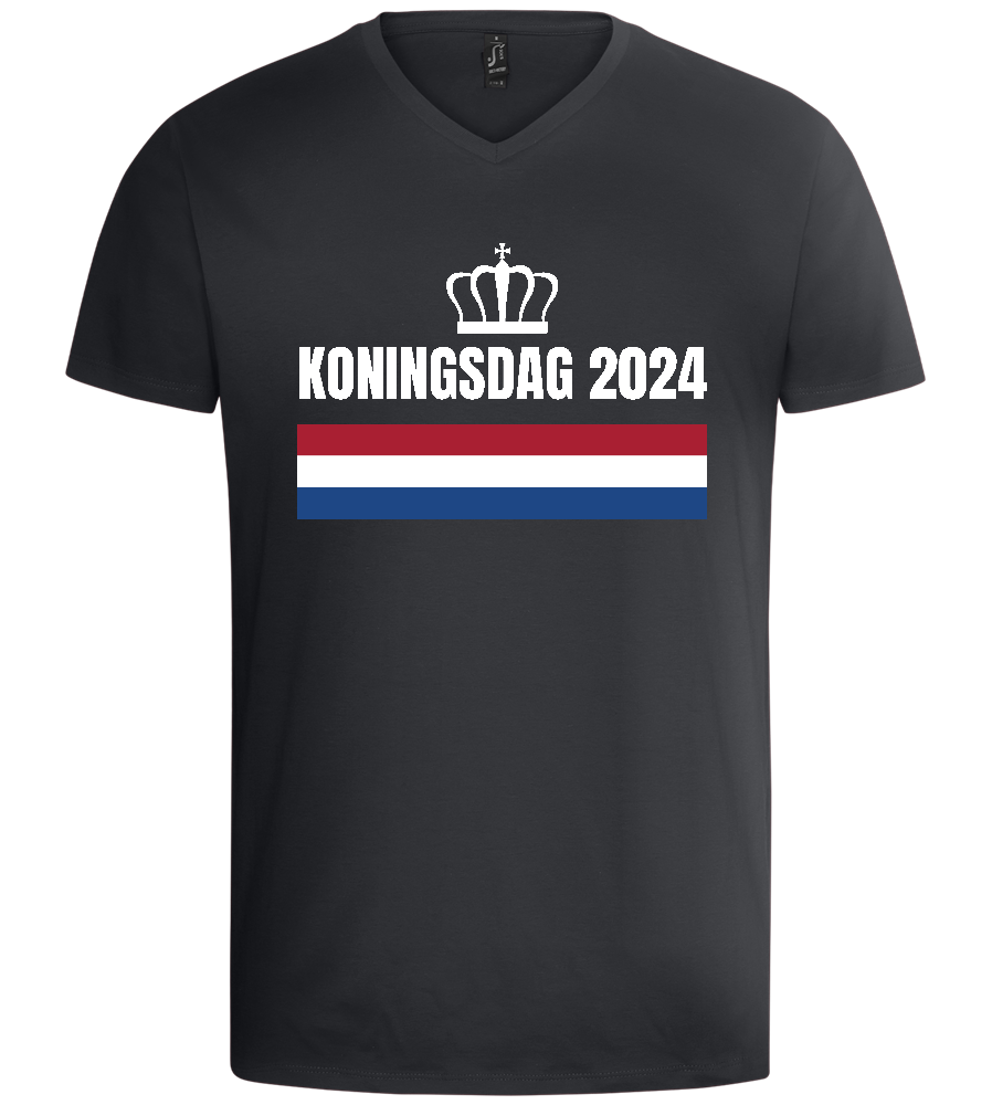 Kingsday Flag Design - Basic men's v-neck t-shirt_DARK GRAY_front