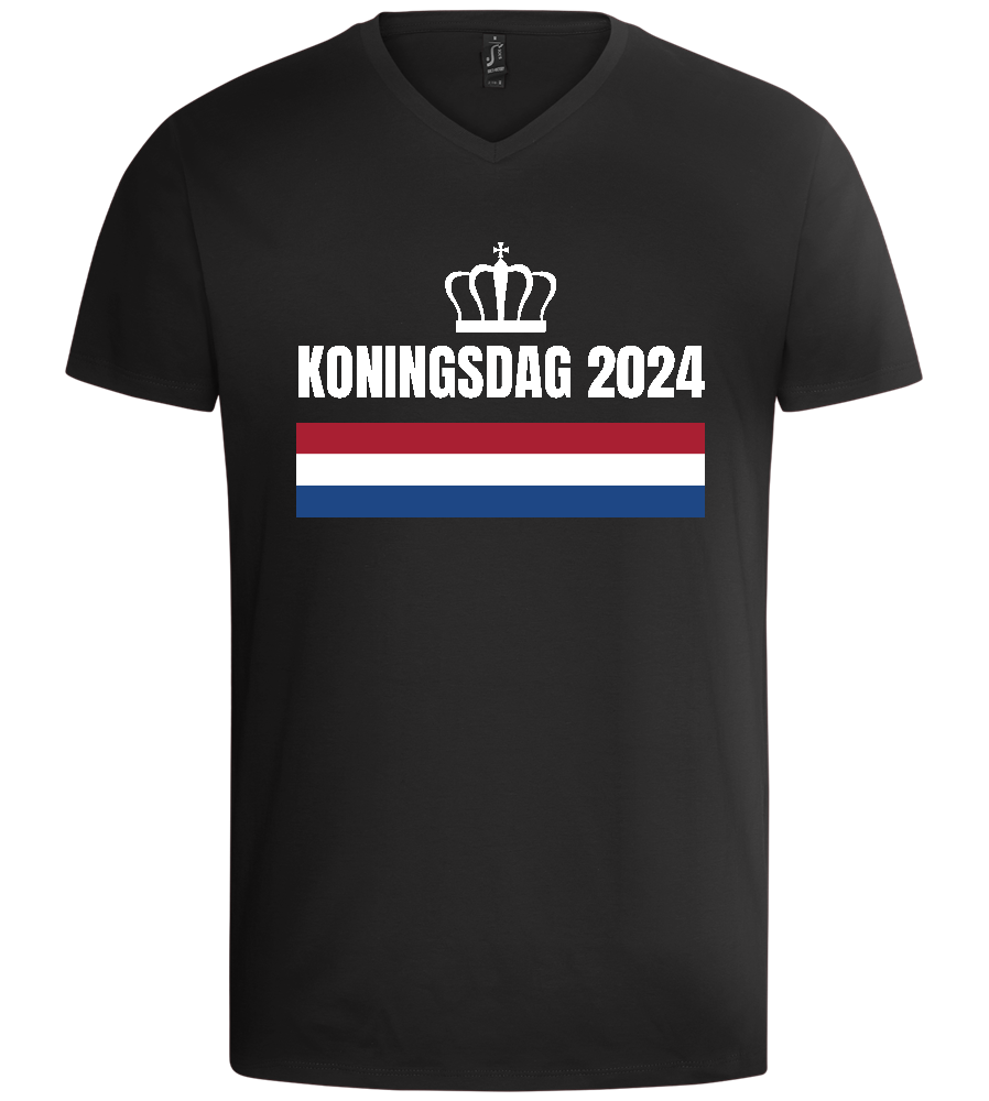 Kingsday Flag Design - Basic men's v-neck t-shirt_DEEP BLACK_front