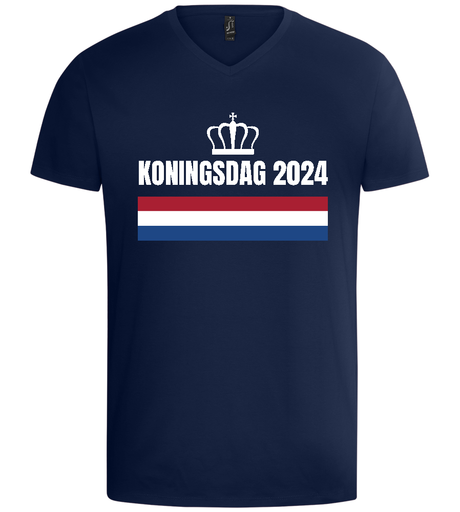 Kingsday Flag Design - Basic men's v-neck t-shirt_MARINE_front