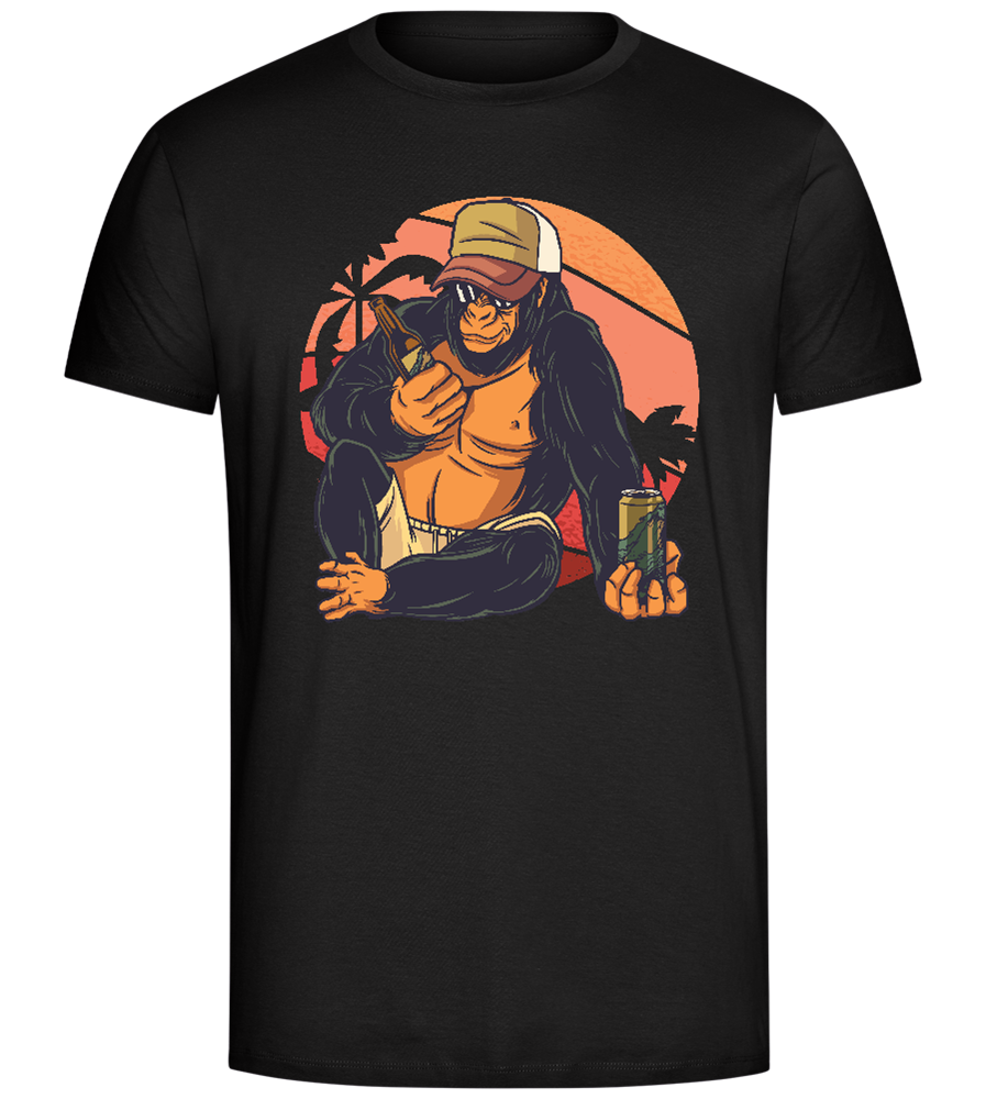 Gorilla Drinking Beer Design - Comfort Unisex T-Shirt_DEEP BLACK_front