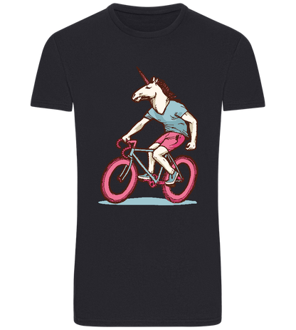 Unicorn On Bicycle Design - Basic Unisex T-Shirt_FRENCH NAVY_front