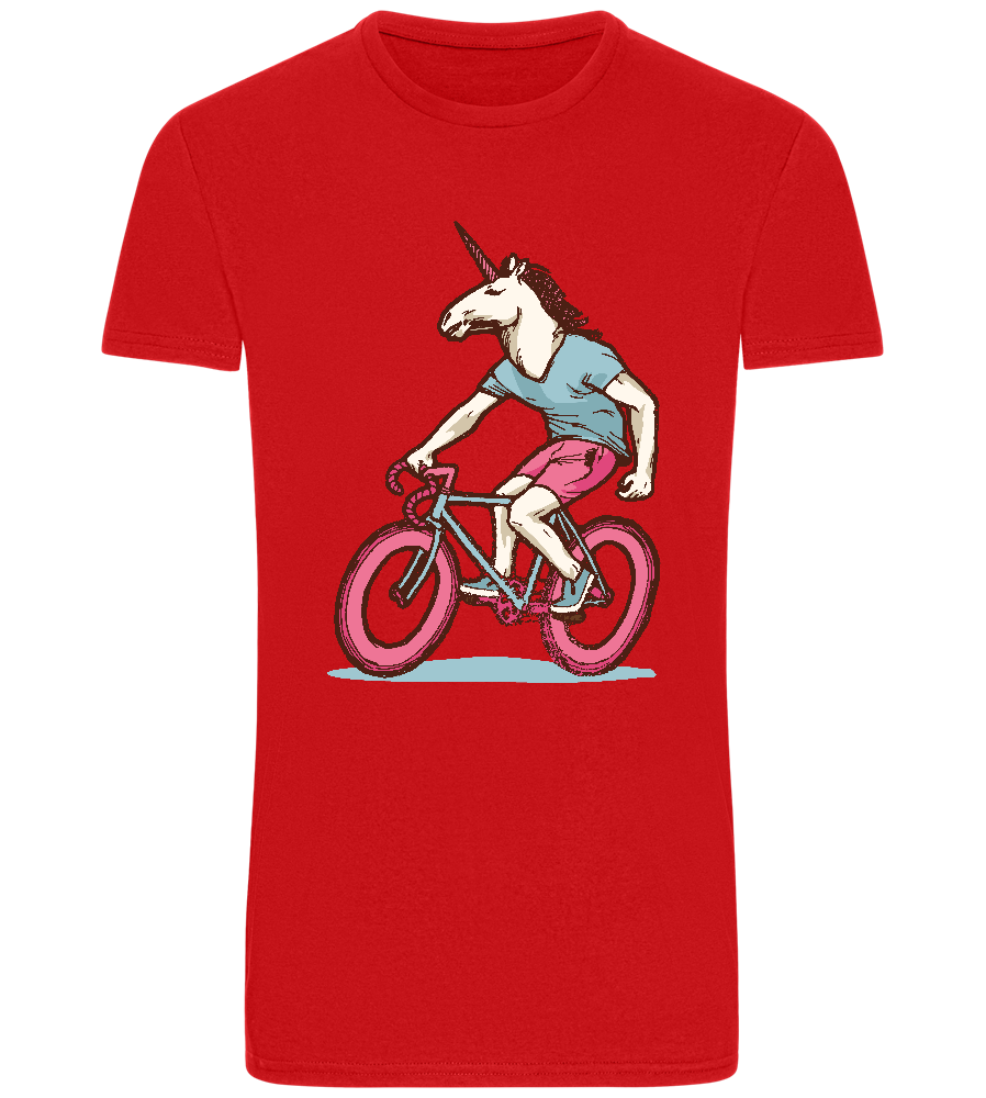 Unicorn On Bicycle Design - Basic Unisex T-Shirt_RED_front