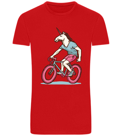 Unicorn On Bicycle Design - Basic Unisex T-Shirt_RED_front