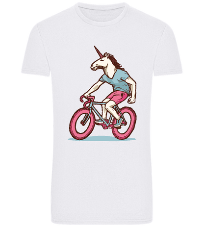 Unicorn On Bicycle Design - Basic Unisex T-Shirt_WHITE_front