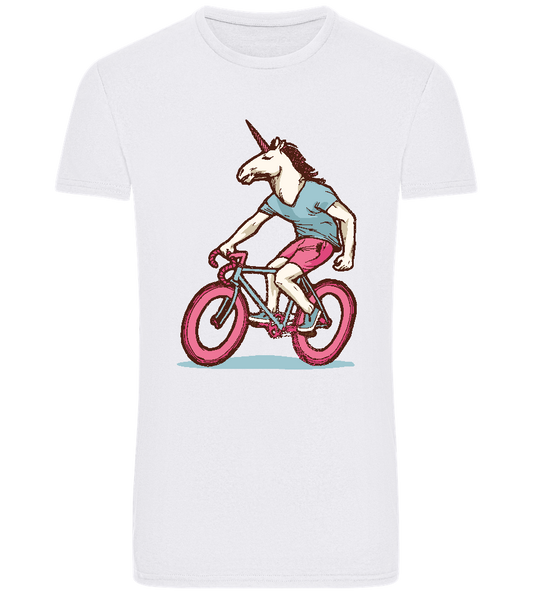 Unicorn On Bicycle Design - Basic Unisex T-Shirt_WHITE_front