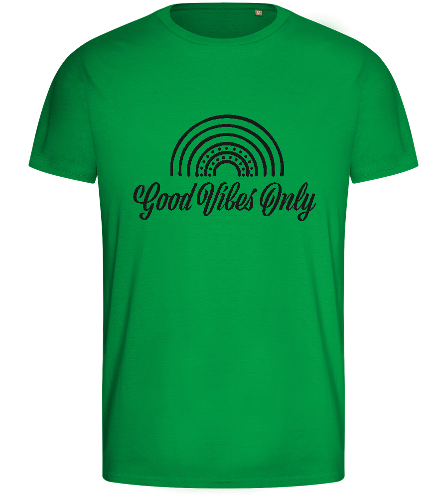 Good Vibes Only Design - Basic men's fitted t-shirt_MEADOW GREEN_front