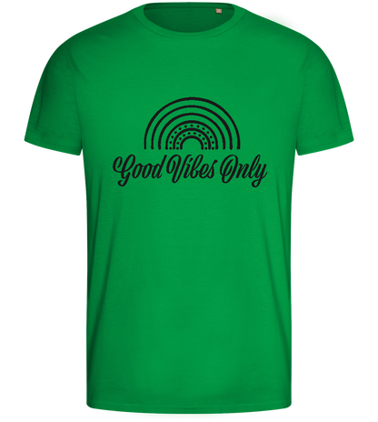 Good Vibes Only Design - Basic men's fitted t-shirt_MEADOW GREEN_front