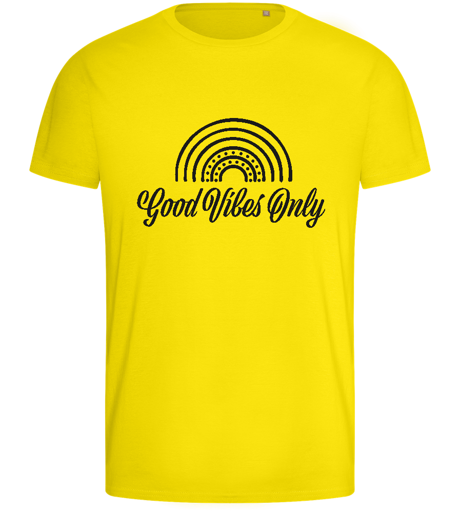 Good Vibes Only Design - Basic men's fitted t-shirt_YELLOW_front