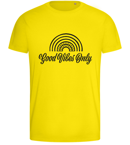 Good Vibes Only Design - Basic men's fitted t-shirt_YELLOW_front