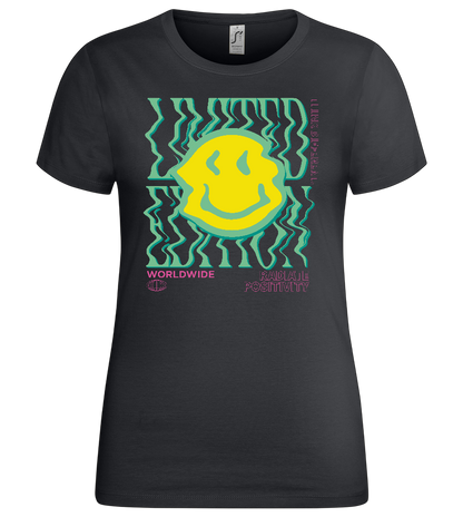 Wavy Smiley Design - Premium women's t-shirt_DARK GRAY_front