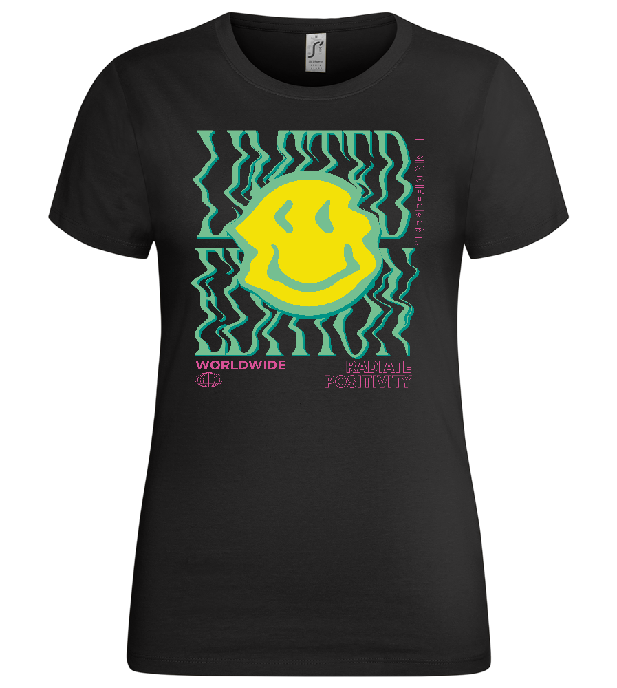 Wavy Smiley Design - Premium women's t-shirt_DEEP BLACK_front