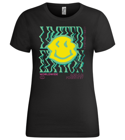 Wavy Smiley Design - Premium women's t-shirt_DEEP BLACK_front